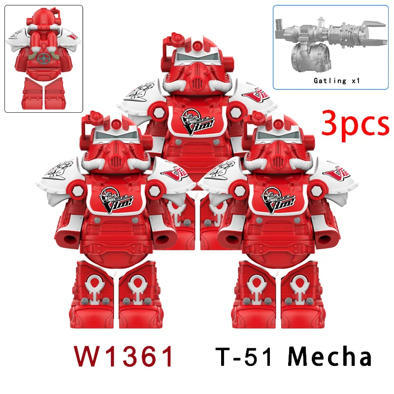 MOC – soldats d'armure militaire T51, jeu Mecha, Mini Robot, modèle assemblé, blocs de construction, figurines d'action, briques en plastique pour enfants, jouet