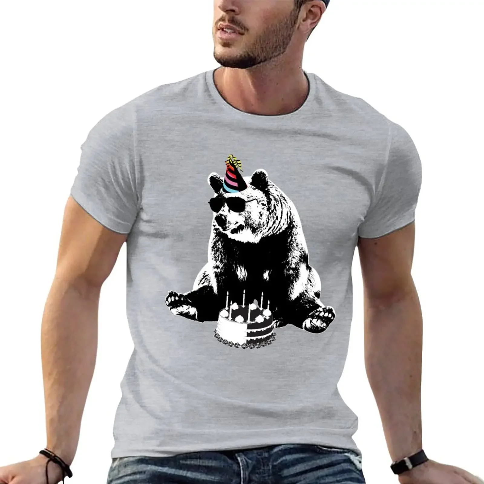 Birthday Bear T-Shirt korean fashion cute tops clothes for men