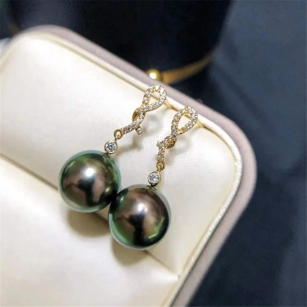 

DIY Pearl Accessories G18K Gold Earrings Empty Support Fashion Gold Earrings Fit 8-12mm Round Beads G289