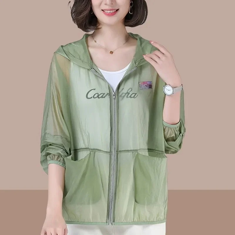 

Women Sun Jacket Waterproof Quick Dry Windbreaker Hooded Fishing Hunting Clothes Full Zipper Side Pockets Jacket