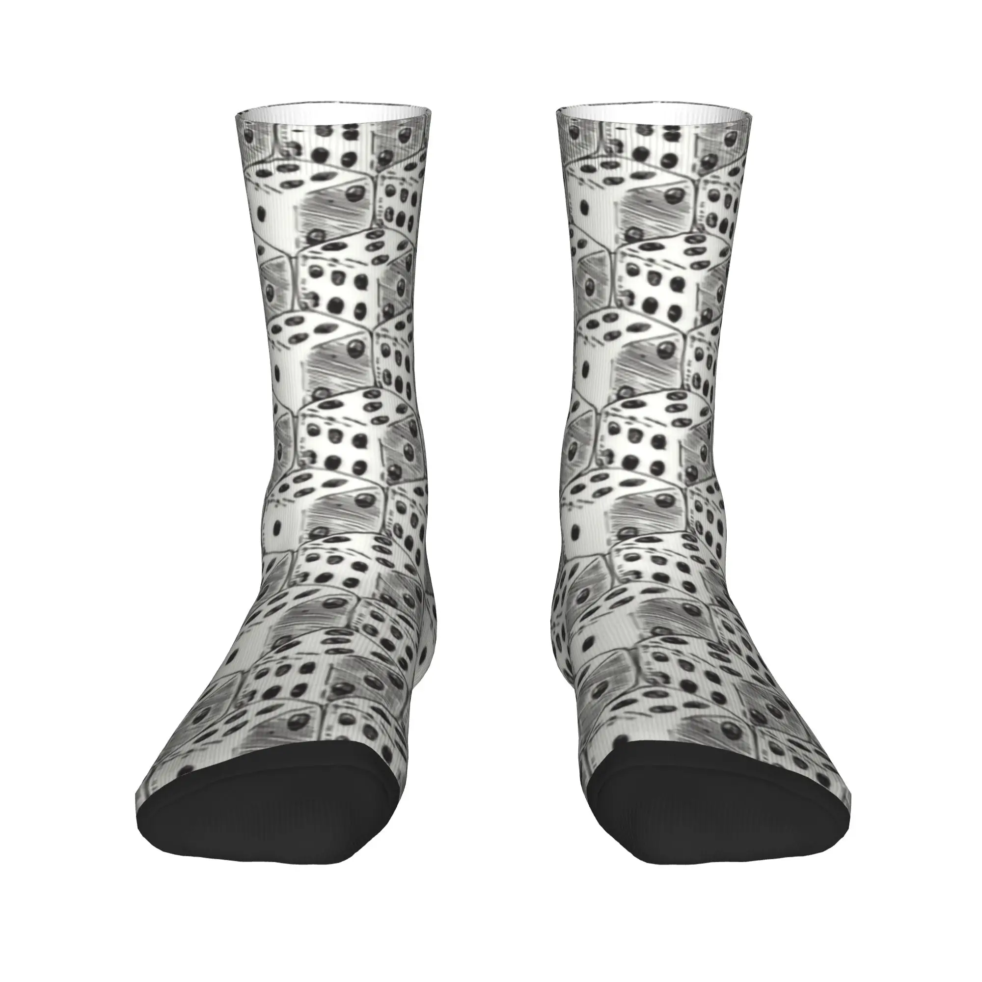 Cool Printing Dice Socks for Man Woman Stretch Summer Autumn Winter Gambling Game Crew Socks