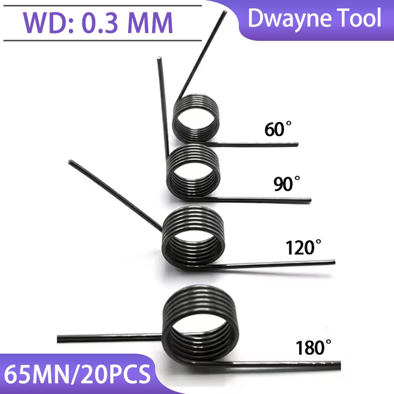 20PCS 0.3mm Spring Steel Micro Torsion Springs-60°90°120°180° Hairpin Coils for Watch Repair,Electronics&Miniature Model Making