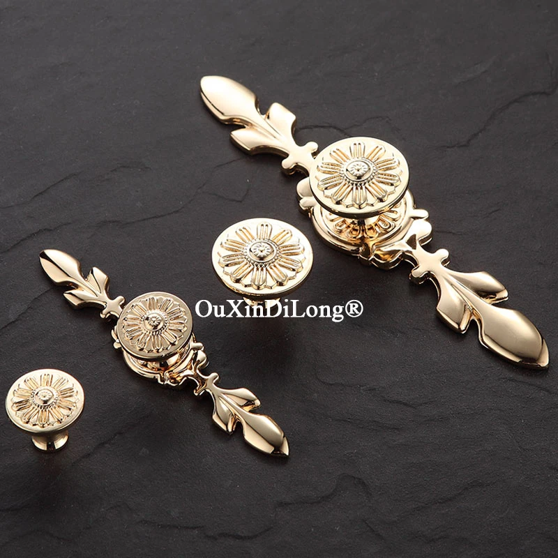 Retro 4PCS Solid Brass Antique Furniture Handles Drawer Pulls Cupboard Wardrobe Kitchen Dresser Shoe Wine Cabinet Pulls Knobs