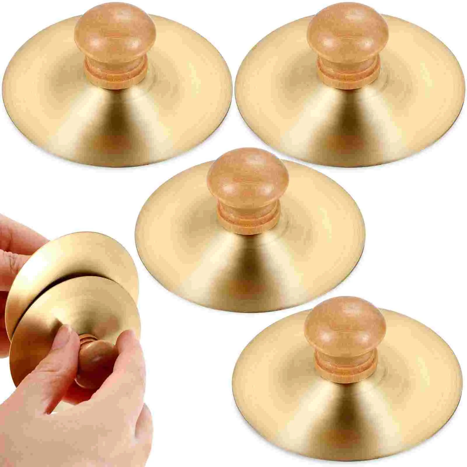 2 Pairs Two-way Copper Cymbal Child Kids Toys Mini Instrument De Tambourine Finger Zills