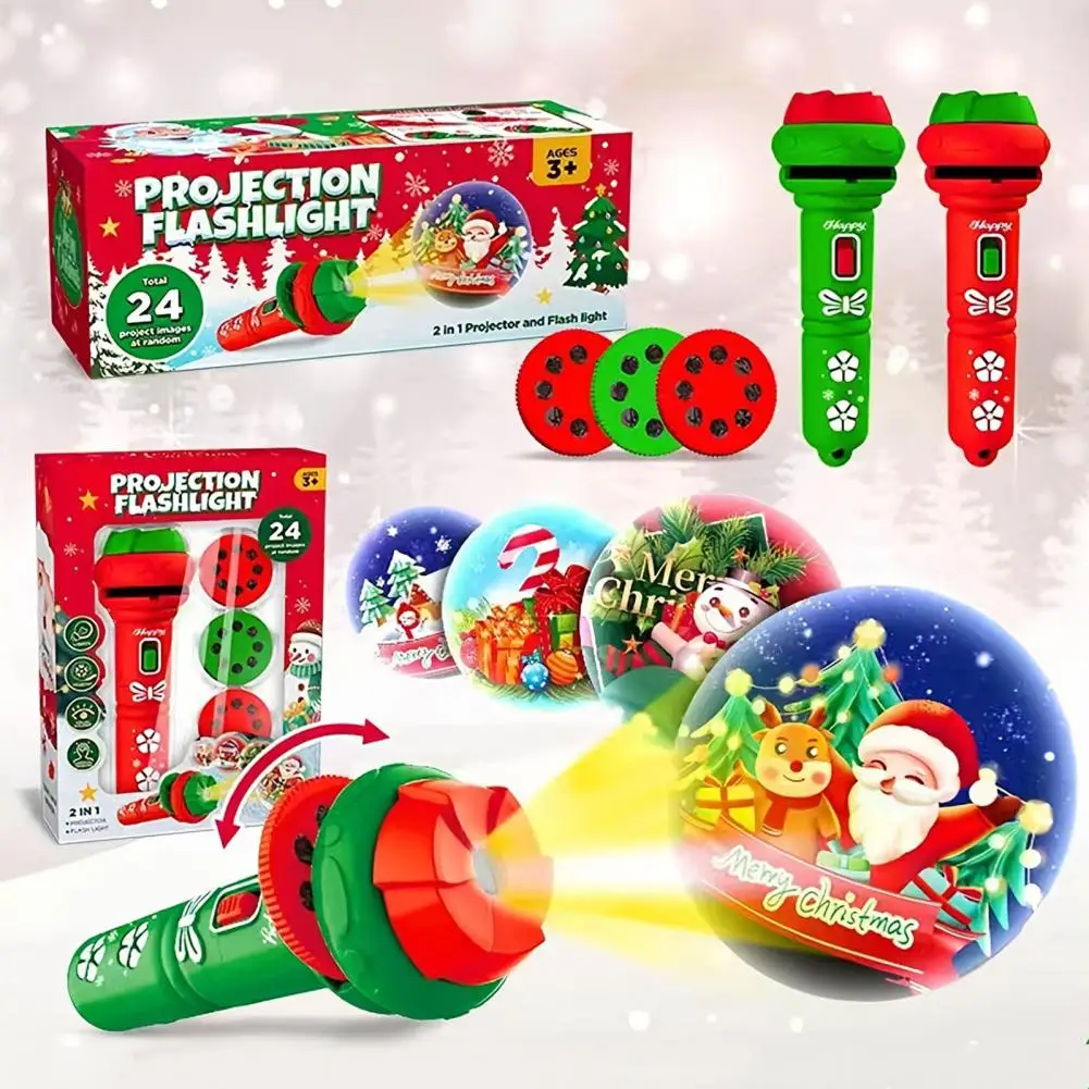 Christmas Projector Toy For Kids With 24 Slide Shows Simulation Projection Luminous Flashlight Home Decor New Year Xmas Gift