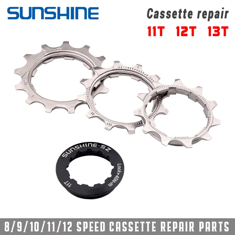 SUNSHINE Bike Cassette pinion repair parts 11T 12T 13T for 8S 9S 10S 11S 12S with Bicycle flywheel locking cover