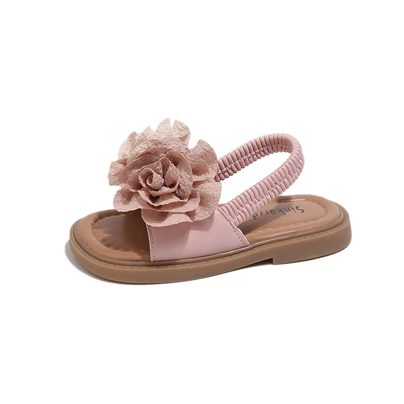 

2026 Summer Girls Sandals Kids Cute Flower Princess Flat Shoes Soft PU Leather Sandals Comfortable Lightweight Daily Wear