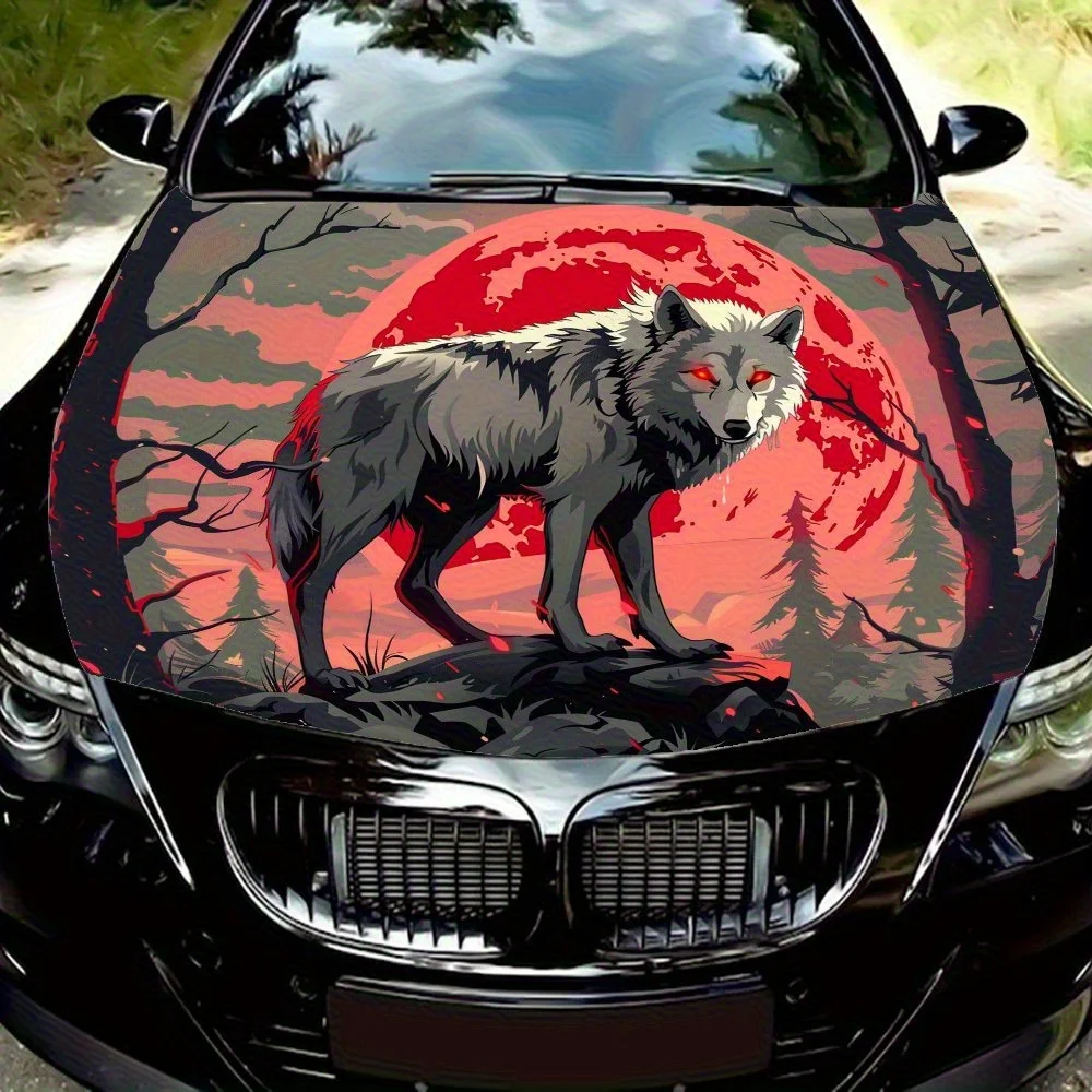 

Наклейка на капот автомобиля Red Moon White Wolf — прочная виниловая наклейка, подходит для большинства автомобилей, высококачественный виниловый материал для улицы, E