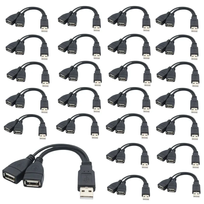 -to-two USB Head Transfer Cable Car Splitter Male And Two Female Charging Data Extension Cable U Disk/Keyboard