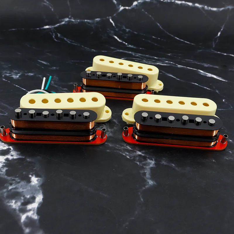 Guitar Single Coil Pickups Set Cream Alnico 5 Double Layer Hum-Canceling Pickups for ST  Electric Guitar Pickups Upgrade