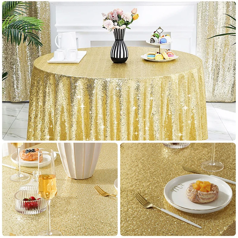 Sequin tablecloth round Glitter Tablecloth for ceremonial party Halloween Birthday Wedding Baby Shower glitter tablecloth Decora