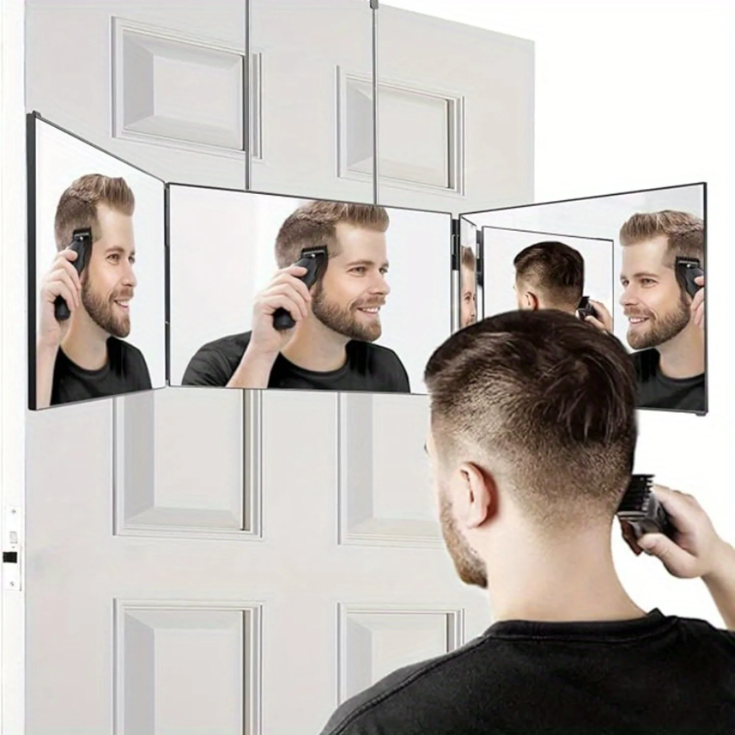 1pc  Trifold Mirror For Self Hair Cutting And Makeup, Black Vanity Mirror For Men And Women Stained glass Heart mirror Spiegel