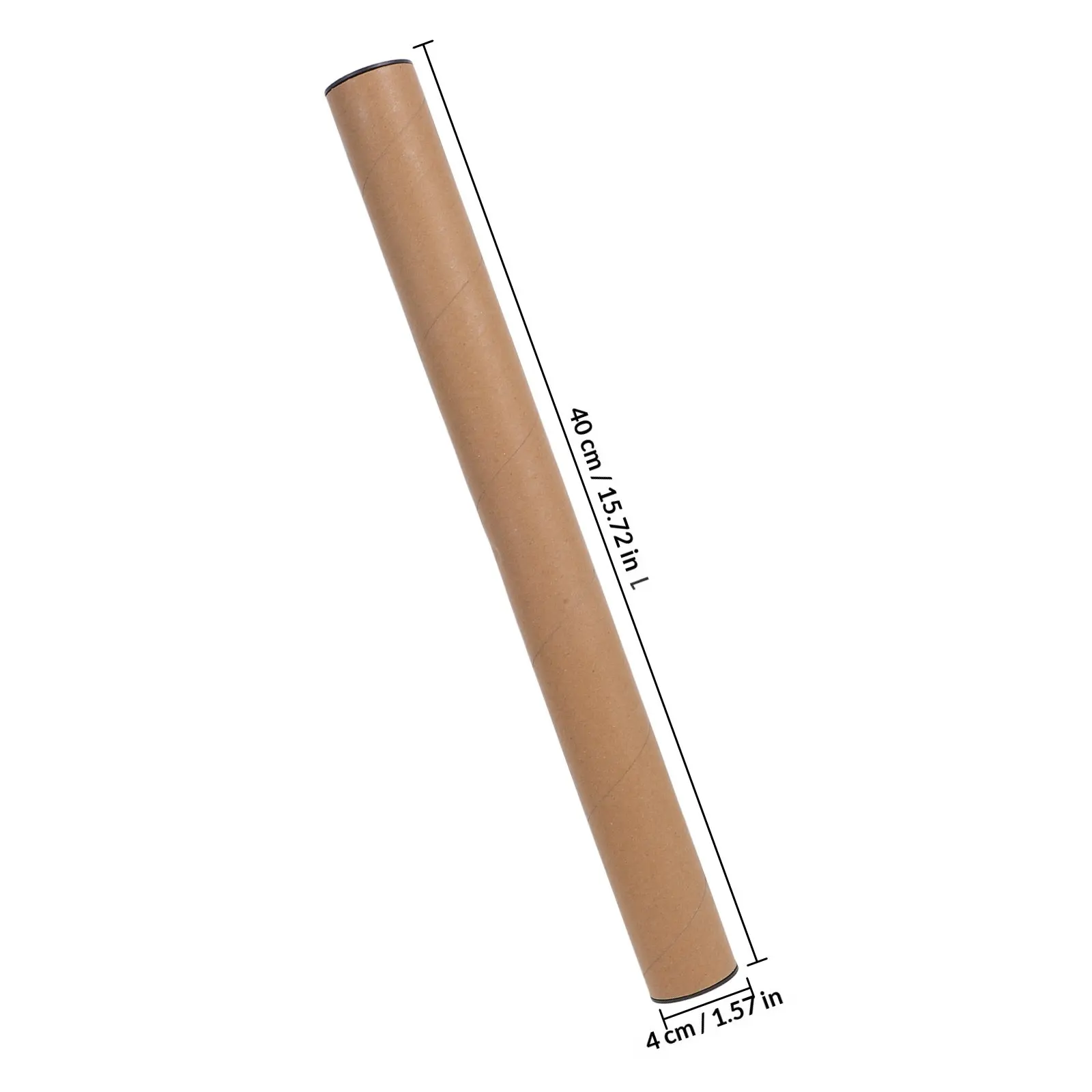10Pcs Round Cardboard Mailer Poster Tube 40x4cm Kraft Paper with Black Caps for Documents Artwork Mailing Paper Cylinder
