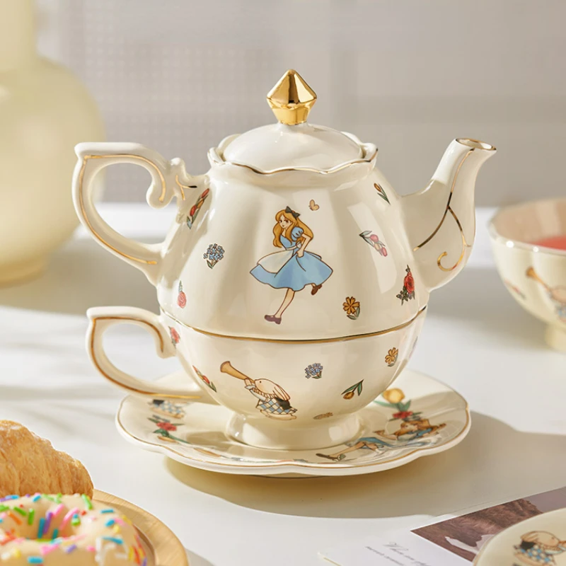 Fresh and Lovely Cartoon Teapot Girl's Birthday Wedding Gift Afternoon Tea Cup Set Mother and Son Pot Design Tea Pot and Cup Set