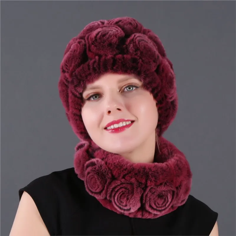 

Rose hat and flower scarf set two-piece for adults