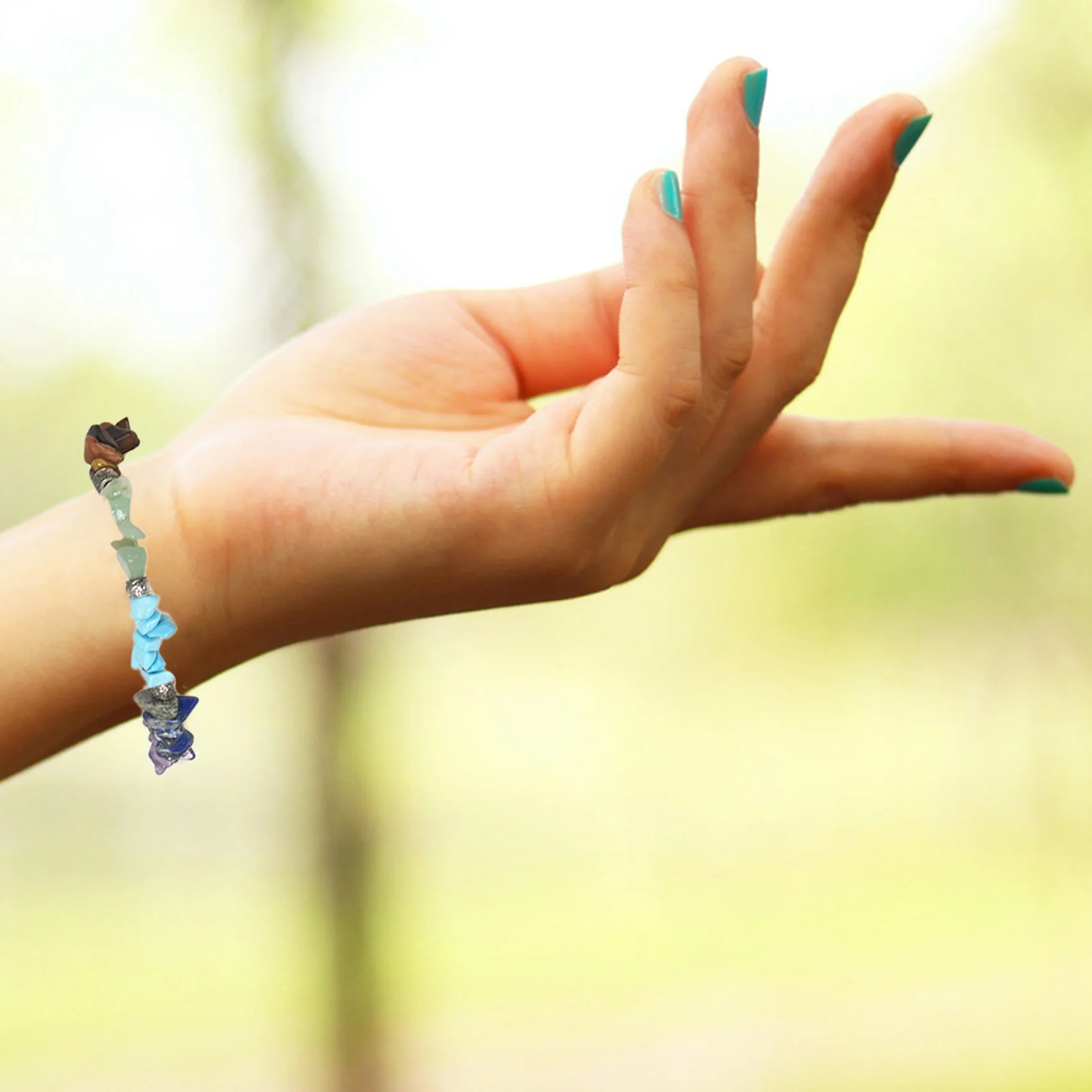 ABQR الريكي الحجر الطبيعي 7 شقرا أساور شفاء كريستال سوار تقطيع الحصى الخرز هدايا للنساء #4