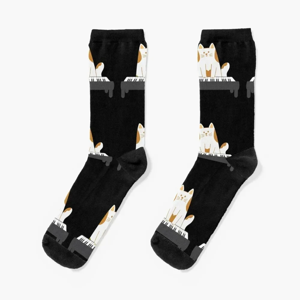 Cat Playing Piano Socks Men's Antiskid soccer Stockings compression Men Socks Women's