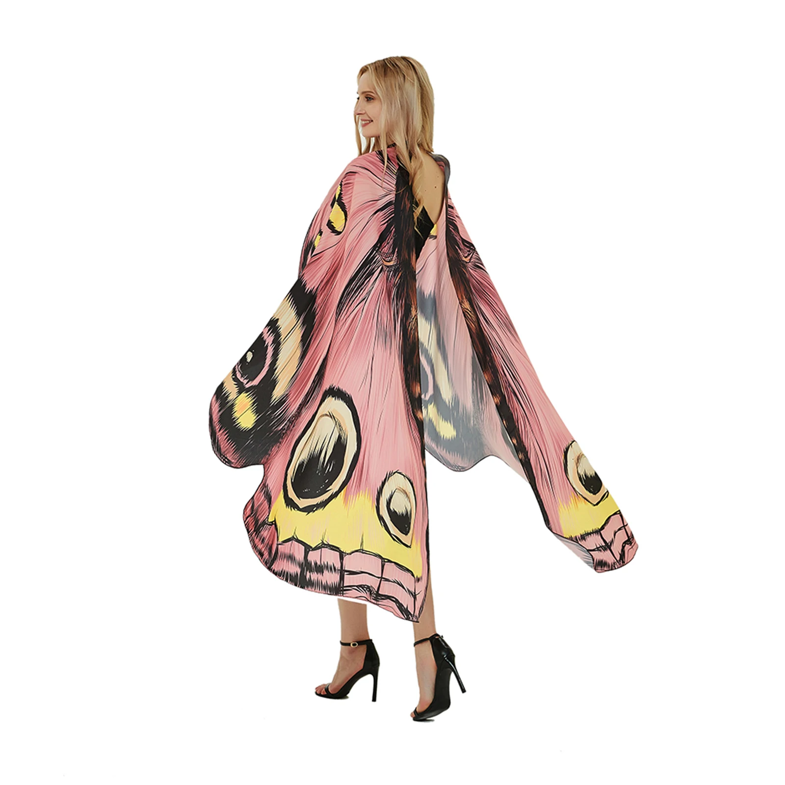 Capa de mariposa de Halloween para mujer, correas de mano ajustables coloridas, capa de alas de mariposa para fiesta festiva de Cosplay