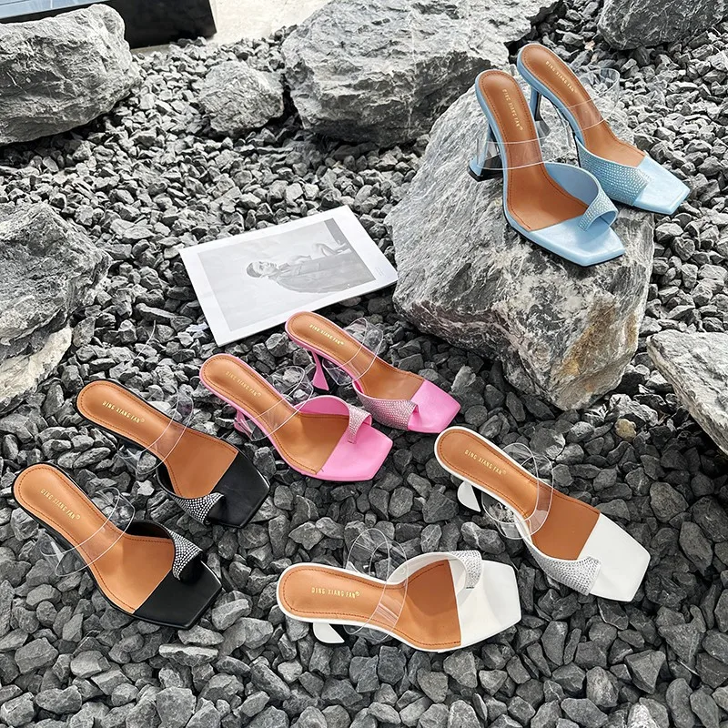 2024 Summer European and American Fashion High Heel Sandals Show Legs Long Big Brand Temperament Square Head Open Toe Sandals