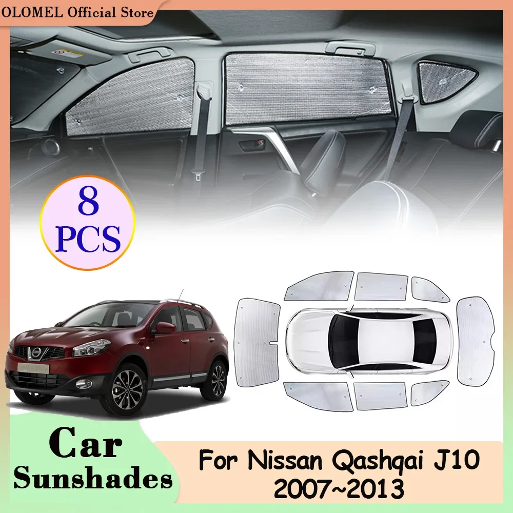 Parasol para ventana lateral trasera de coche, accesorio de cobertura completa para Nissan Qashqai J10 Dualis 2007 ~ 2013