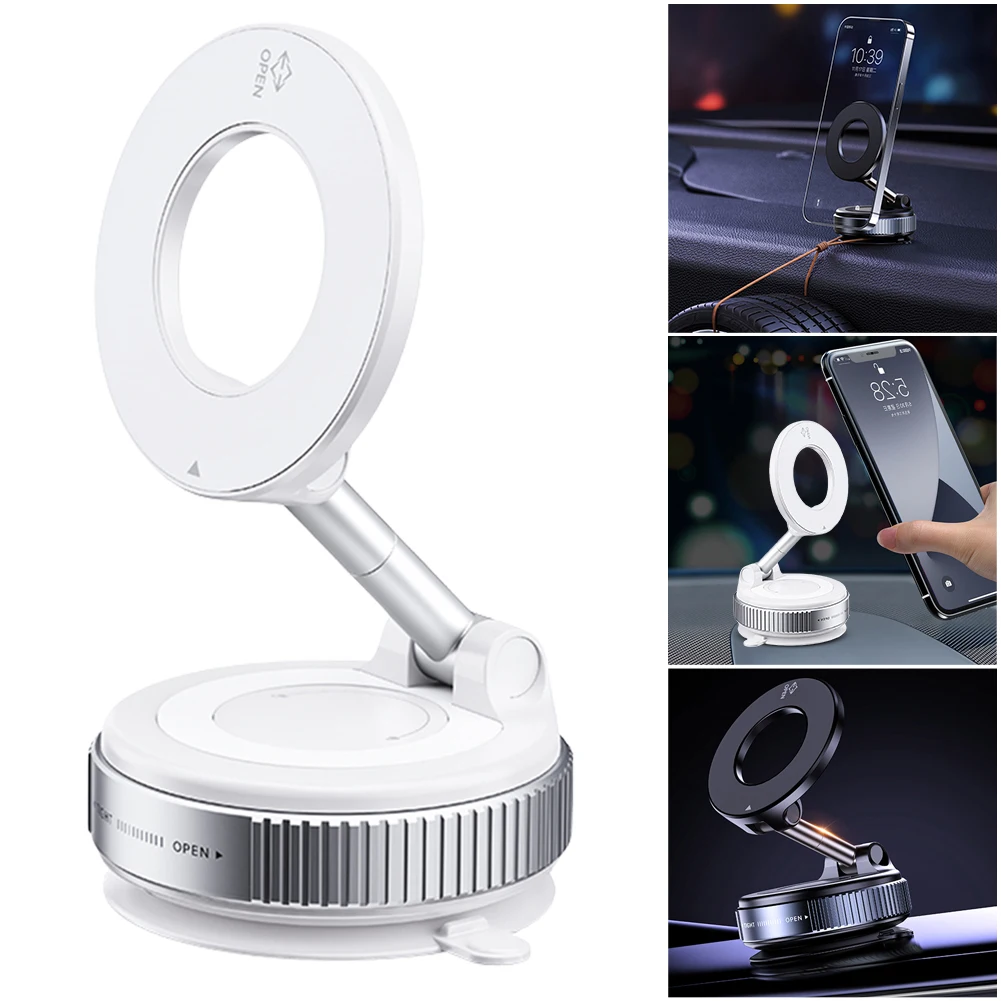 

Magnetic Vacuum Adsorption Car Phone Mount Folding Mobile Phone Stand Foldable Car Navigation Holder for Gym Bath Shower