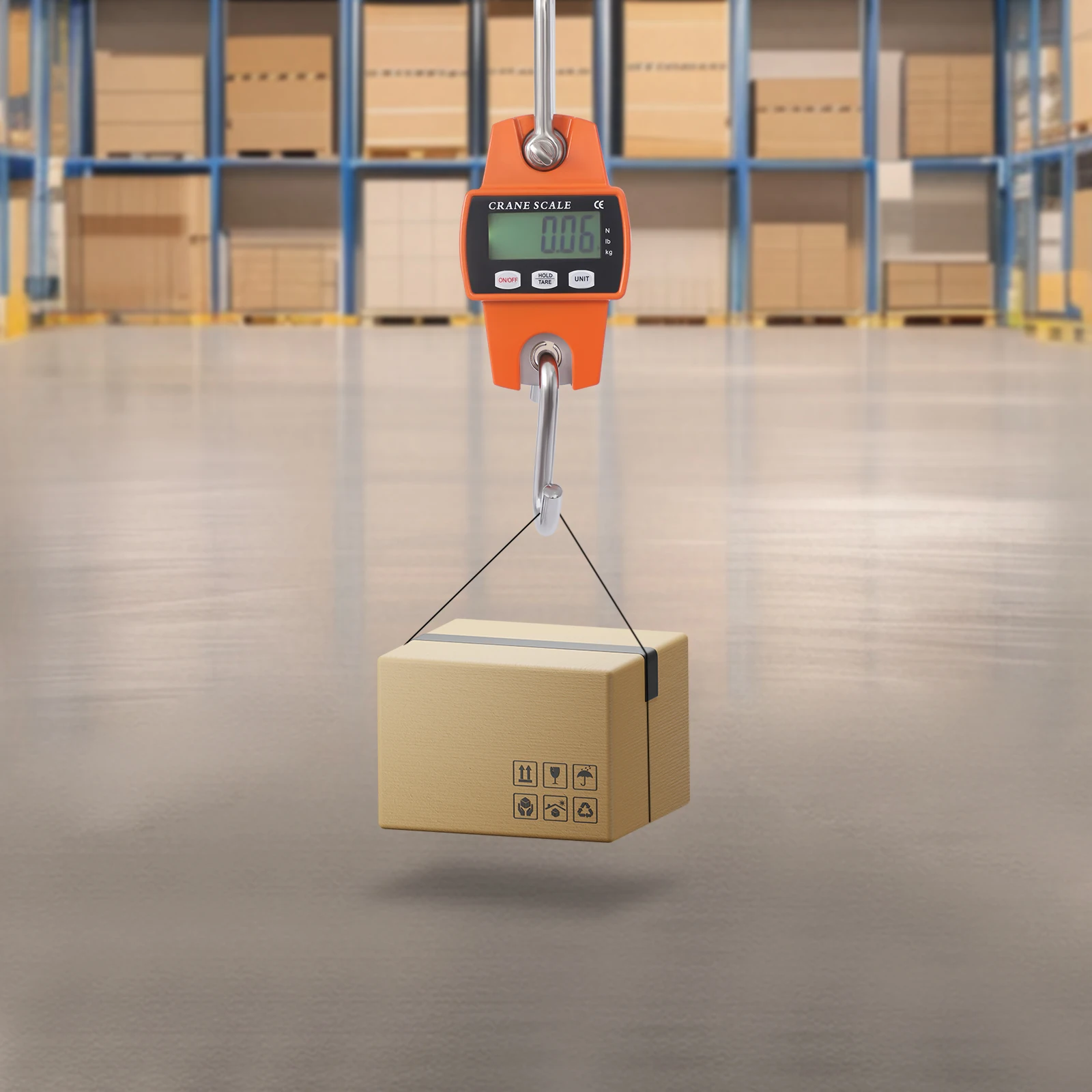 ميزان رقمي معلق، ميزان بخطاف محمول مع وحدات Lb/Kg/N، ميزان الرافعة الإلكتروني مع إضاءة خلفية LCD للمستودعات والخدمات اللوجستية