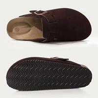 Evshine sabots en daim de vache pour hommes avec soutien de la voûte plantaire Mules en cuir confort mode chaussure de pomme de terre femmes semelle en liège sabots en daim véritable 4
