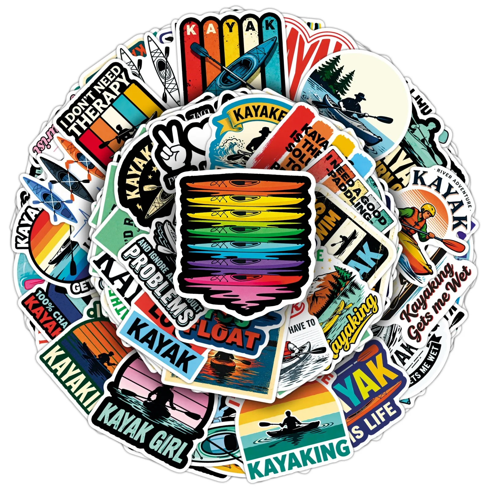50Pcs Kayak Stickers Transportation Creative Trendy Motorcycle Suitcase Journal Notebook Stickers