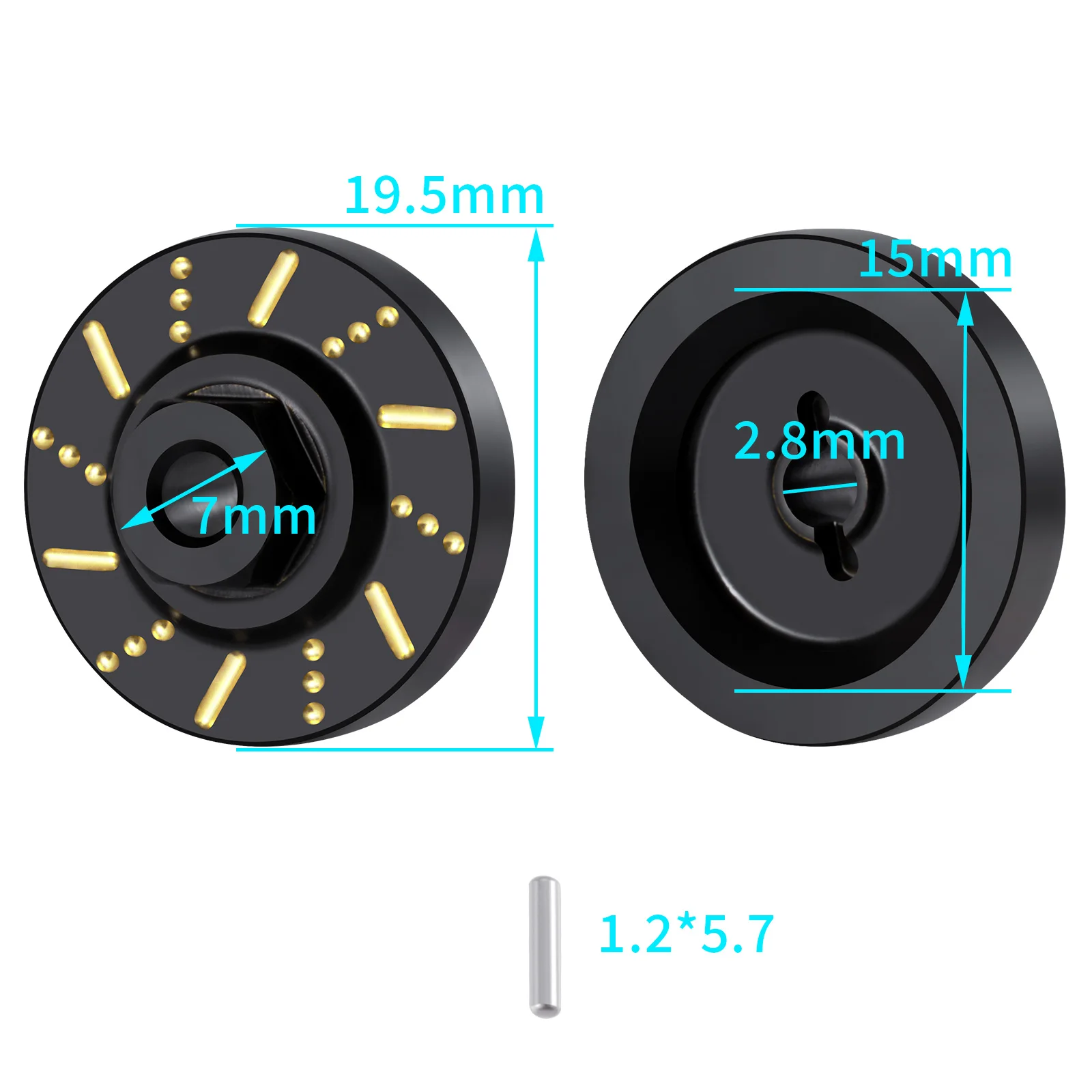 AXSPEED 4szt Czarna powłoka Mosiężne koło Sześciokątny adapter piasty Oś Przeciwwaga Tarcza hamulcowa do FMS 1/18 FCX18 1/24 FCX24M Część