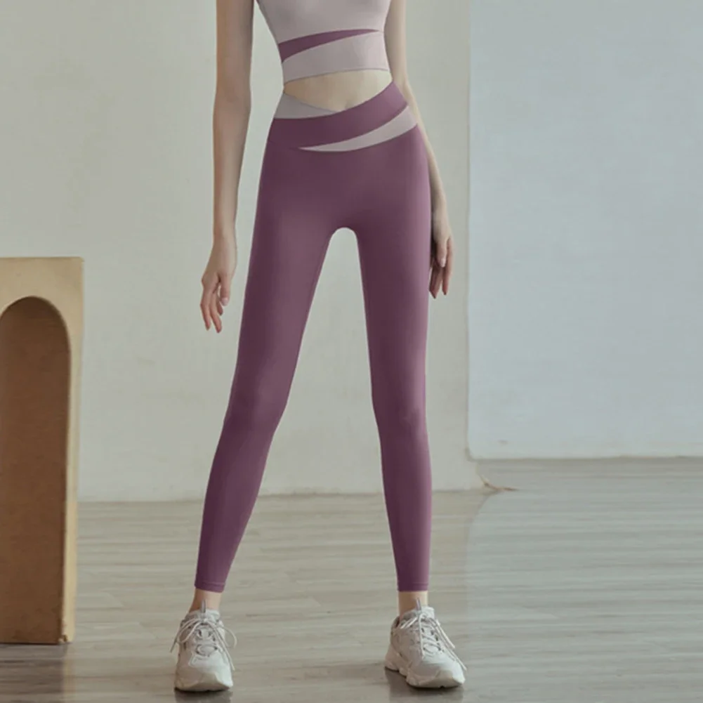Fitness Training Fitness Leggings Elastic Women Fitness Pants Sports Pants Slim Fit Leggings Solid Color Style