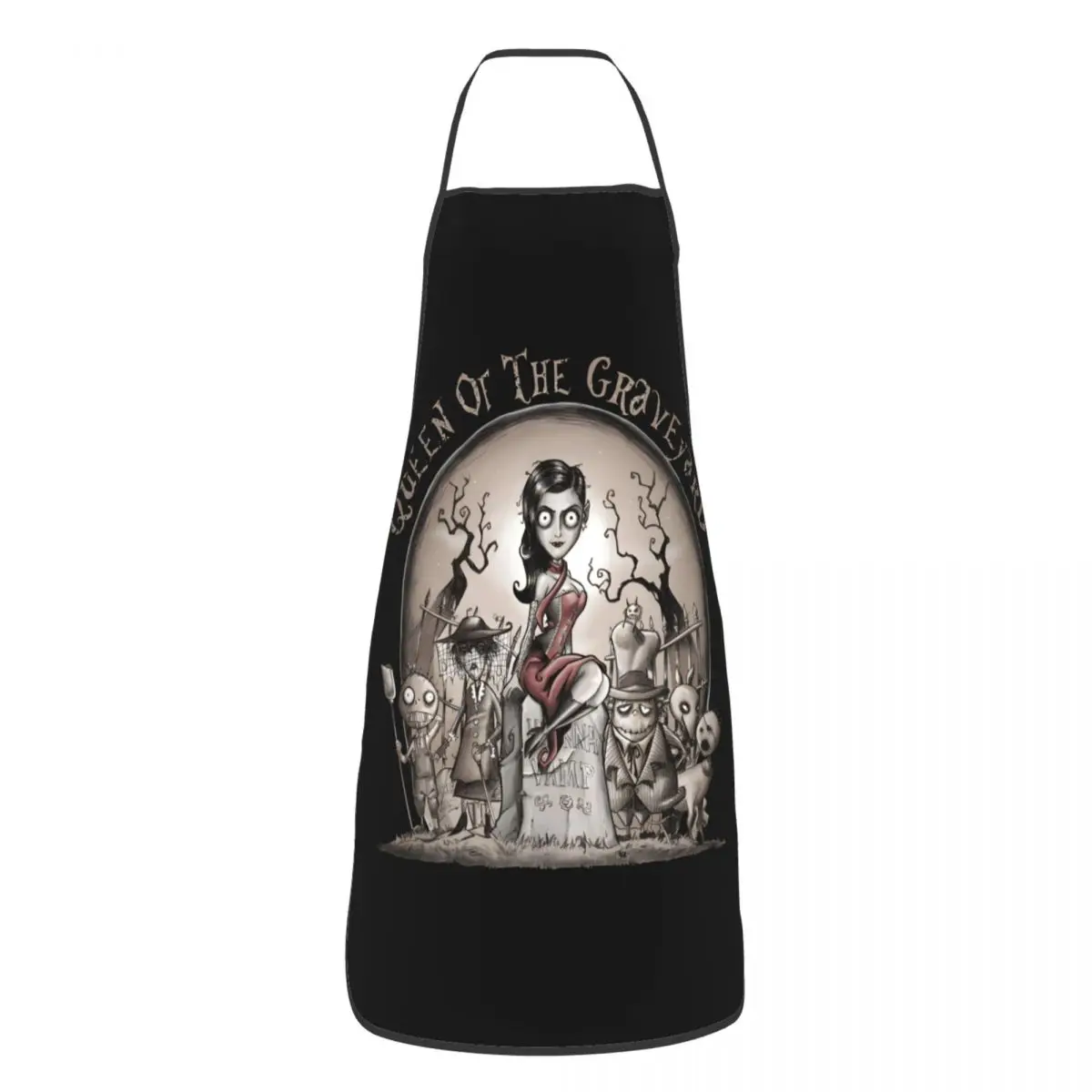 Custom Queen Of The Graveyard Frankenweenie Apron Men Women Horror Adult Unisex Kitchen Chef Bib Tablier Cuisine Cooking Baking