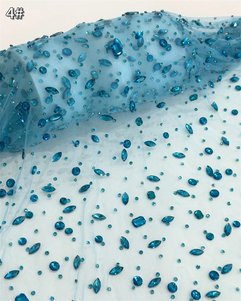 

Sky Blue African Lace Fabric 2025 Embroidery Nigerian Bridal High Quality Stones French Tulle Lace Fabric For Wedding