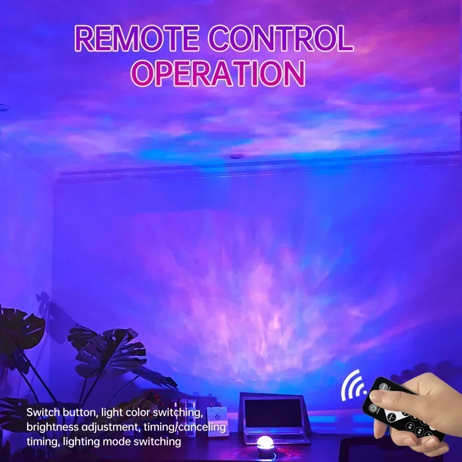 Aurora Projection Stage Light USB LED Projector Christmas Party Decorations Remote Control 7-Color Dreamy Sky Party Night Lights