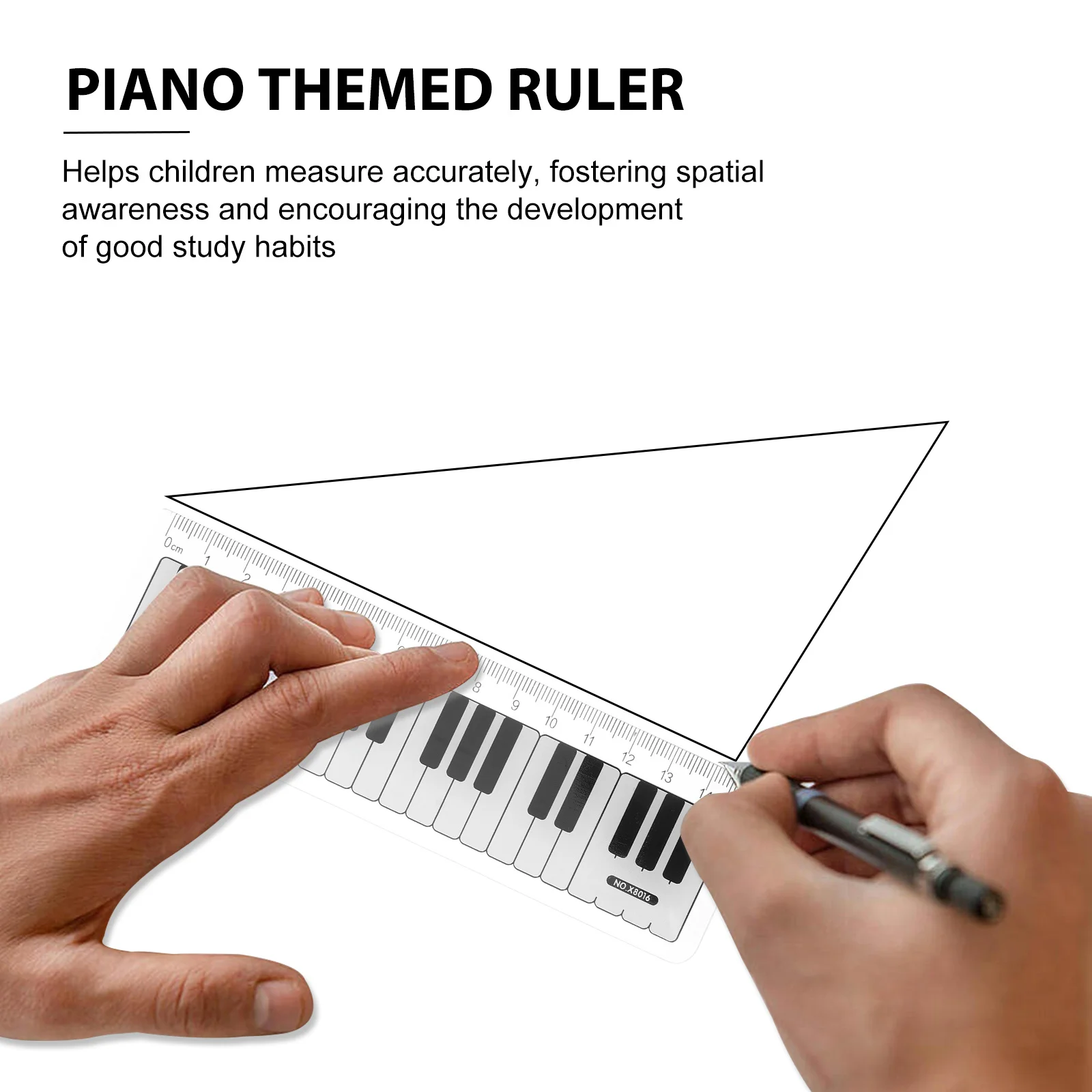 15pcs Music-Inspired Plastic Ruler Kids Piano Keyboard Transparent Straight Measuring Tool For School Classroom Learning