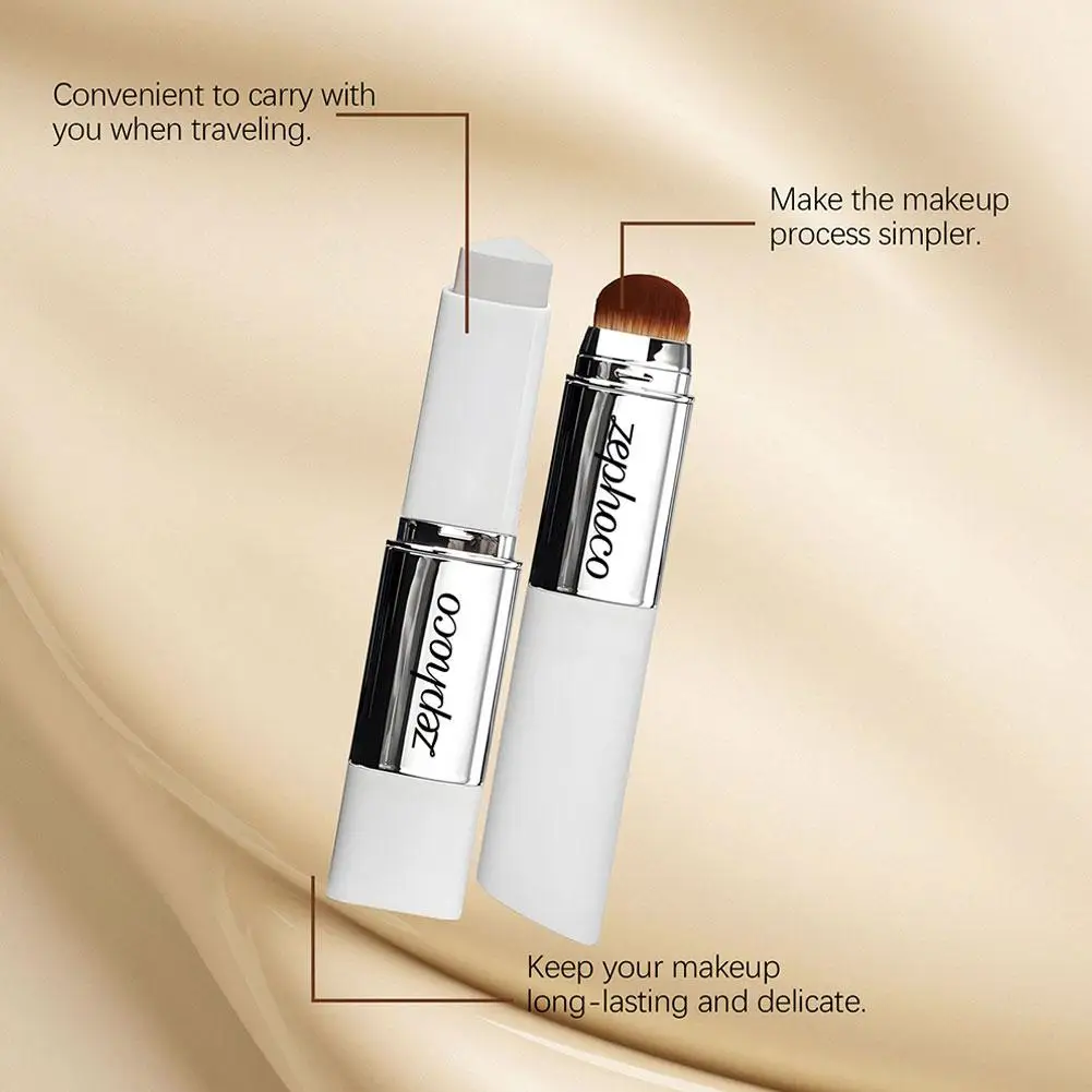 Barra correctora de base 2 en 1 de doble cabezal con pincel, base en barra que cambia de Color, maquillaje de base ligero hidratante