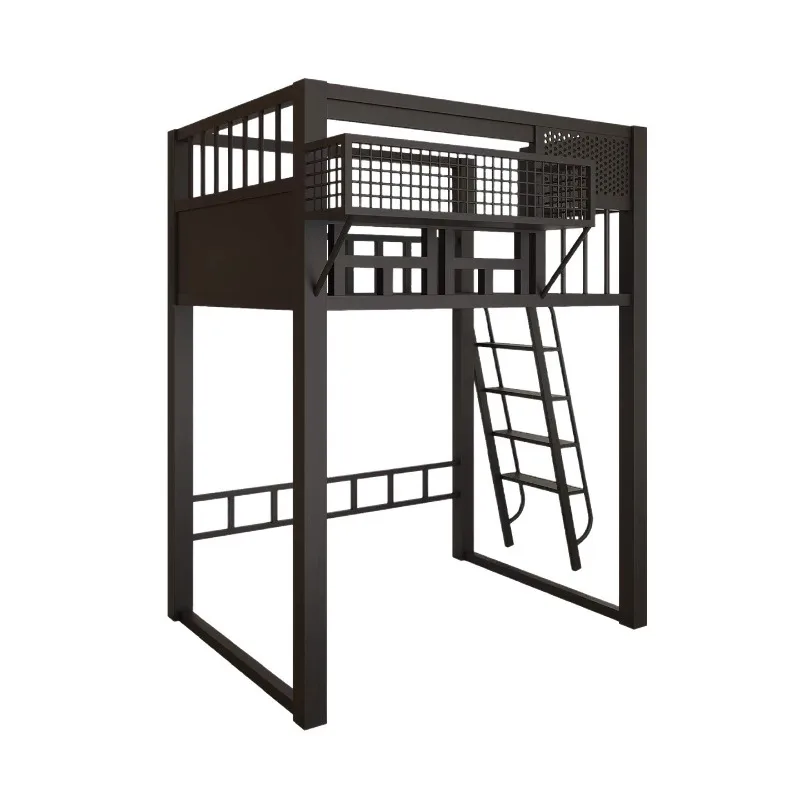 Duplex elevated  blue  empty tree house high and low  princess  suspended second floor loft wrought iron