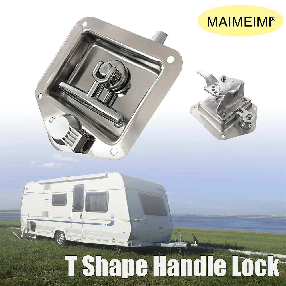 

Дверца прицепа из нержавеющей стали 1/2 шт. для защелки, Т-образная ручка, замок, Т-образная ручка для грузовых прицепов, сверхмощный шкафчик для кемпера, каравана