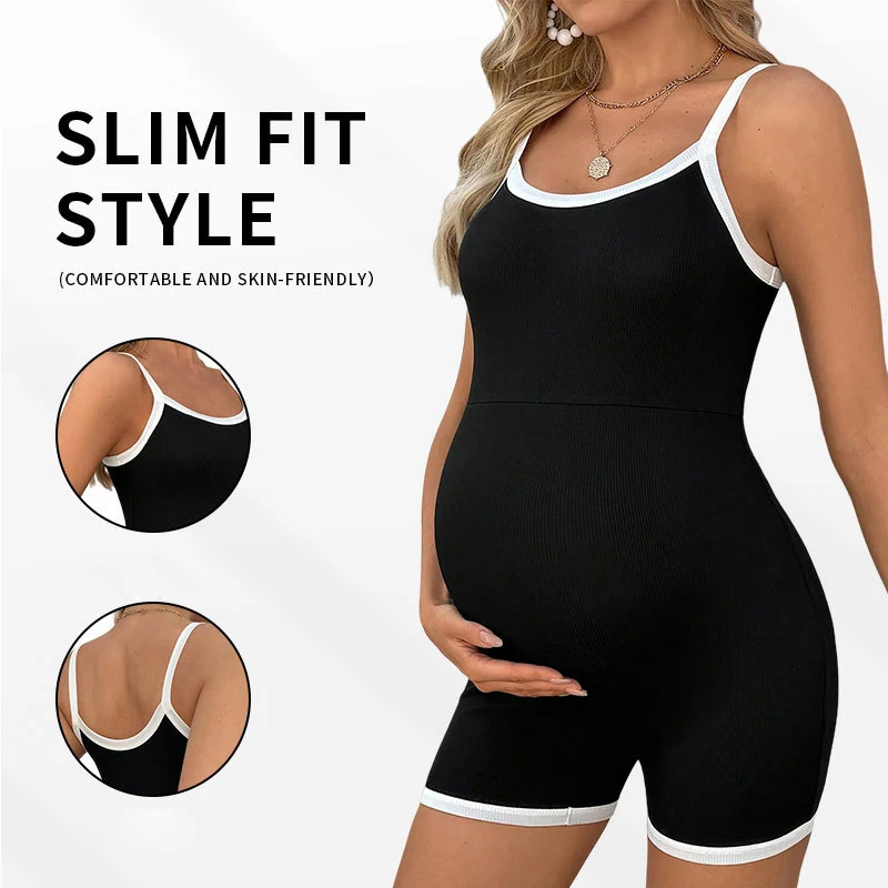 Wholesale New Fashion Pregnant Women's Clothes Summer Sleeveless Short Pants Solid Color Sport Yoga Maternity Jumpsuits