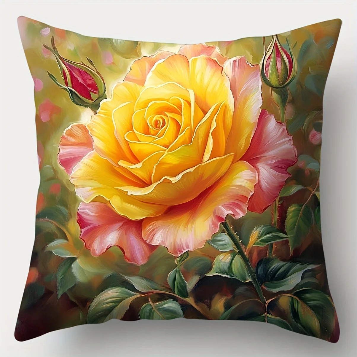 Luxury Dark Floral Rose Bouquet Print Pillowcase Cushion Cover Romantic Bedding Home Decor Art Accessories for Bedroom Styling