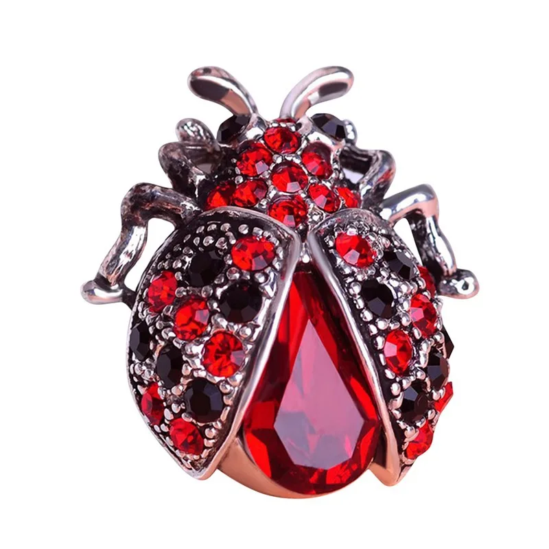 Fashion Handmade Rhinestone Ladybug Brooches For Women Fashion Animal Insect Beatles Brooch Pins Casual Jewelry High-Quality