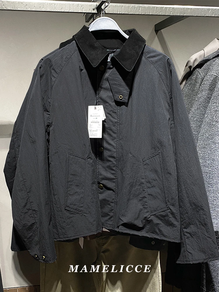 MAMELICCE Original design Men's Stitching Contrast Collar Short Jacket Raglan Sleeve Simple Jacket