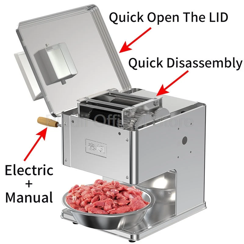ماكينة تقطيع اللحوم التجارية من الفولاذ المقاوم للصدأ ماكينة تقطيع الطعام الكهربائية اللحوم والخضروات ماكينة مفرمة اللحم وتجهيز الأغذية