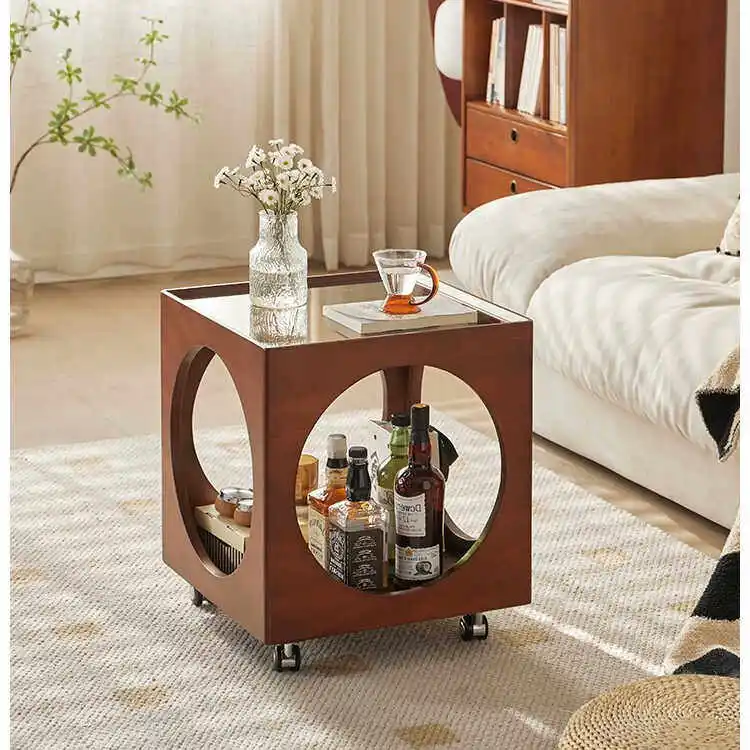 Sofa Side Table Coffee Table Movable Bedside Cabinet Japanese Style Creative Small Corner Table Art Solid Wood Pine Frame