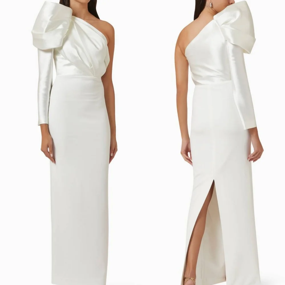 

Customized Fashion Jersey Pleat Straight One-shoulder Long Dresses Bespoke Occasion Celebrity Elegant Chinese Style