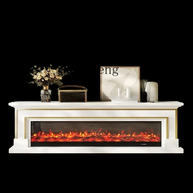 BB Light Luxury Modern Solid Wood Fireplace TV Cabinet Living Room Home Simulation Flame Heating Fireplace Curio Cabinet