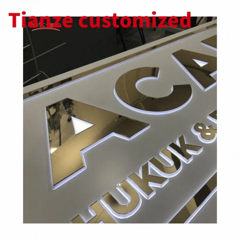 (Kunden spezifisch) Business Sign Board Logo Büro Indoor Outdoor hinter leuchtete beleuchtete Unternehmen Business Signage Wand Logo LED 3D-Kanal