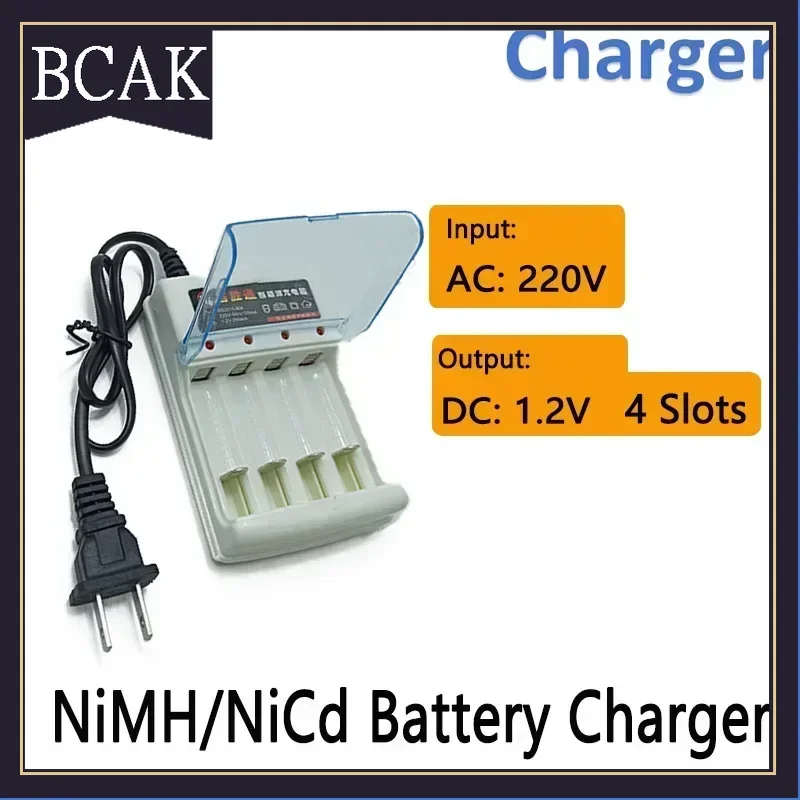 BCAK discount store1.2V4 Slots BatteryCharger withLED Indicator Cover Protection for NiMH Rechargeable Battery AAA Quick Charger