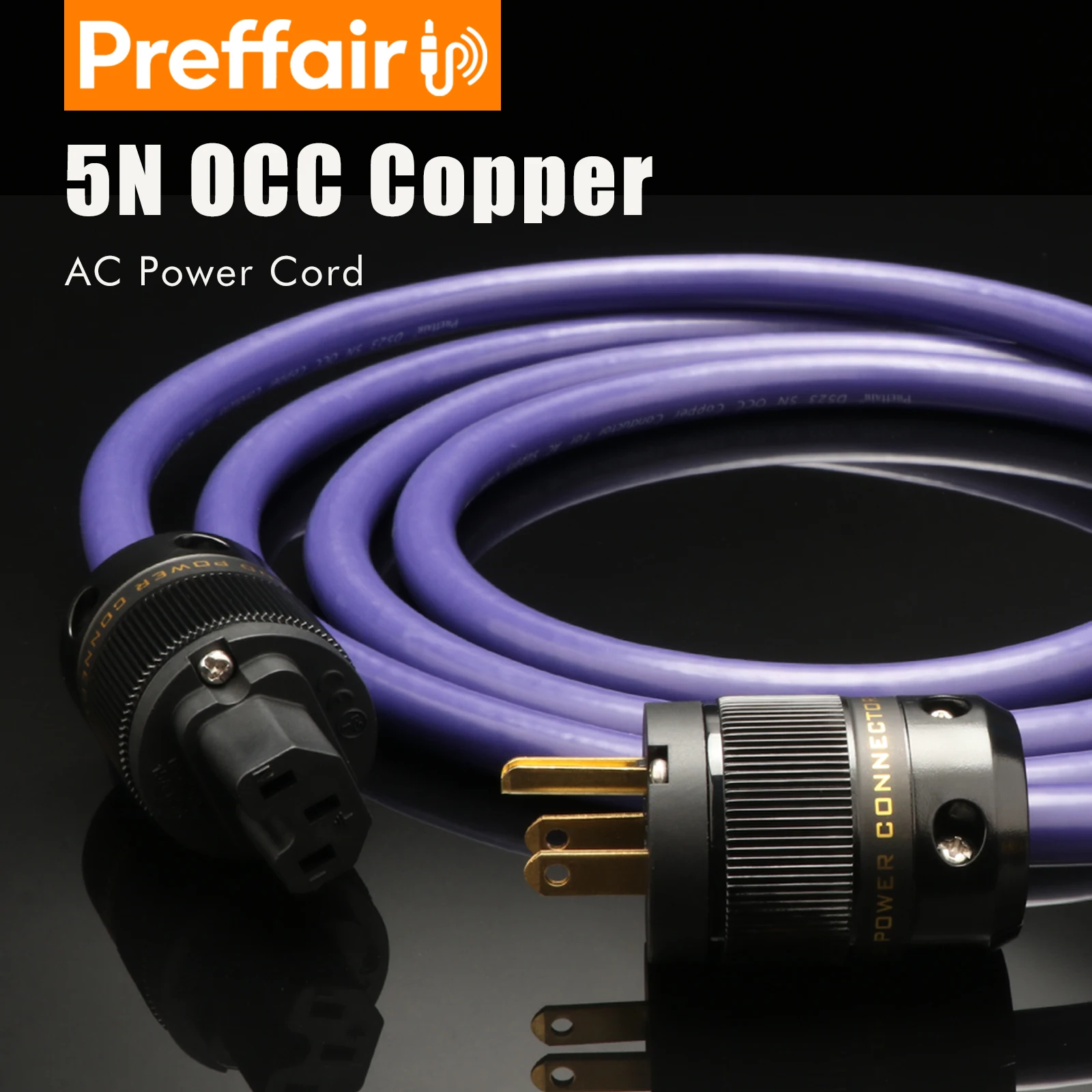 Preffair HIFI 5N OCC Power Cord EU/US Power Plug IEC Female Power Connector EU/US Schuko Power Cable