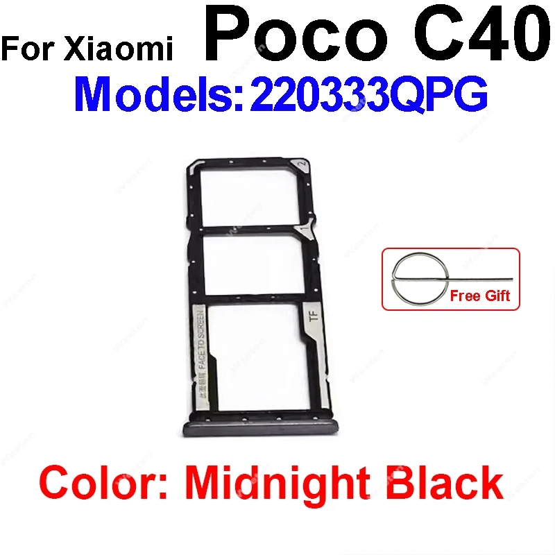 Sim Card Tray Holder For Xiaomi Poco C40 C50 C55 C65 C75 SIM Card Slot Holder Socket Card Reader Adapter Replacement Repair