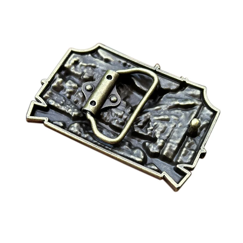 Gesper ikat pinggang rusa berbahan paduan seng model pistol ganda bergaya Barat